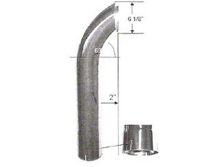 Curved Extension Flared ID Bottom Chrome Stack,Exhaust, Chrome
